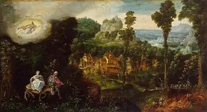16. Paysage avec la fuite en Égypte, 33 x 60 cm, Musée de l'Ermitage, Saint-Pétersbourg.