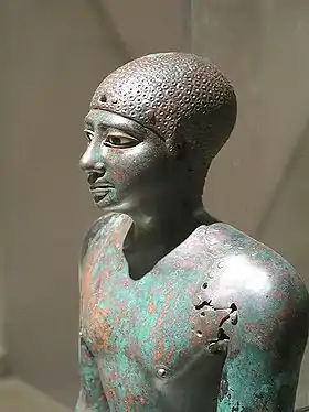 Pépi Ier. VIe dynastie (2350-2200). Cuivre martelé, faïence et pierre. Ancien EmpireMusée du Caire