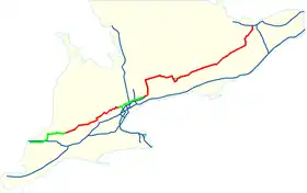 Carte la route ontarienne 7.