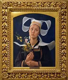 La Bretonne, icône bretonne peinte par Hippolyte Berteaux sur une commande de la biscuiterie en 1900.