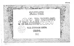Page de titre de l'ouvrage de Rodolphe Töpffer "Histoire d'Albert" (1845).