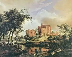 Ruines du Château de Brederode, peinture par Meindert Hobbema au XVIIe&nbsp;siècle.