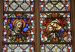 Houchin, église Saint-Omer, vitraux du chœur (Vierge à l'enfant et St Joseph)