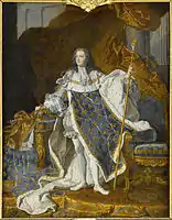 Portrait de Louis XV, (1727-1729) par Prevost d'après Rigaud (1742), Chantilly, musée Condé