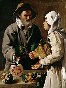 Le Vendeur de fruits et la servante, h/t (huile sur toile), 130,2&nbsp;×&nbsp;97,8&nbsp;cm, Detroit Institute of Arts.