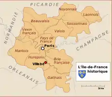 Carte représentant une partie de la France médiévale.