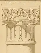 Image d'un Chapiteau en onyx provenant de la Mosquée de Mansourah, actuellement au Musée de Tlemcen, tirée de la page 338 des « Archives des missions scientifiques et littéraires » (1850)