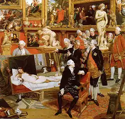 La tribune des Offices, dans un tableau du XVIIIe&nbsp;siècle de J. Zoffany (détail).