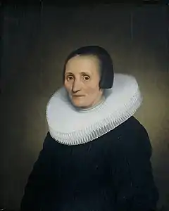 Portrait de Margaretha De Geer (1651), huile sur panneau, 73,9&nbsp;×&nbsp;59,5&nbsp;cm, Amsterdam, Rijksmuseum.