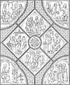 Détail de la 5e&nbsp;verrière du déambulatoire de la cathédrale de Chartres (v. 1210-1225), gravure d'après un dessin de Paul Durand effectué sous la direction de Jean-Baptiste Lassus, 1867.