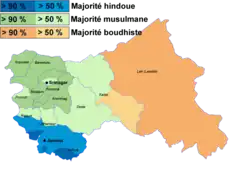 Carte des religions dans la région.