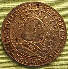 Médaille de Charles VIII, 1494. Collection d'État de monnaies de Munich et BNF, série royale no&nbsp;31.