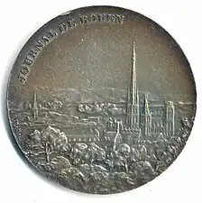 Journal de Rouen, bronze argenté, 50&nbsp;mm, avers.