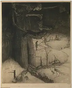 Jules De Bruycker, La mort fait de nouveau des ravages sur la Flandre (eau-forte)