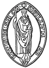 Sceau montrant un abbé debout dans un mandylion.