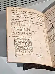 Croquis de la stèle de l'oasis de Teima (Journal du voyage en Syrie, 1884).