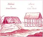Dessin de 1743 (Architecture des Kali'na, tribu amazonienne. Dessin tiré de Une histoire des Kali'na en Guyane.