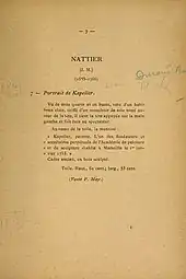 Page jaunie de catalogue de vente aux enchères sans illustration.