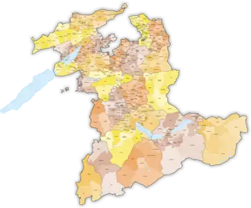 Carte du canton de Berne au 1er juillet 1996.