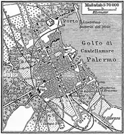 Carte de la ville de Palerme à la fin du XIXe&nbsp;siècle