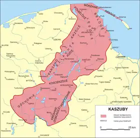 Cachoubie selon Bernard Sychta comme l'aire du dialecte cachoube