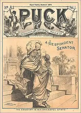 « The Country is in a dreadful state! » par Joseph Keppler, nouvelle série, no&nbsp;2 (mars 1877)