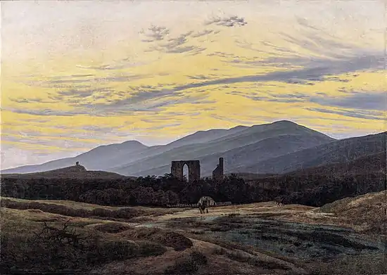 Caspar David Friedrich, Ruines de l'abbaye d'Eldena dans les monts des Géants (vers 1830-1834)