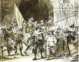 Copie de La Ronde nuit (vers 1650, dans l'album de famille de Frans Banning Cocq, Rijksmuseum Amsterdam).