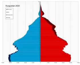 Pyramide des âges du Kirghizistan en 2020