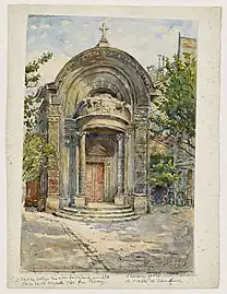 Vue extérieure de la porte de la Chapelle du collège des Lombards, Georges-Henri Manesse (1915), musée Carnavalet.