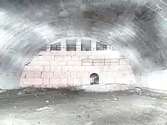 Le mur de contention de l'éboulement.