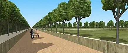 Restitution du jeu de Mail de Meudon, jardins hauts, vers 1700.