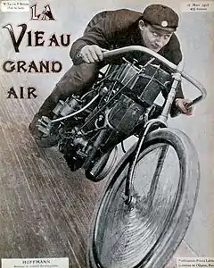 Le 16 mars 1905 (no 340), Franz Hoffmann et sa motocyclette (avec retouche image au pinceau).