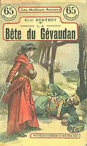 Mademoiselle de Barjac poignarde le baron de Laroche-Boisseau qui voulait l'outrager. Couverture d'une réédition du roman, Société d'Édition et de Publications, 1910.