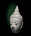 Tête de Bouddha. Bronze de l'école de Sukhothai XIVe&nbsp;siècle (Inv.71 3 1). Thaïlande actuelle