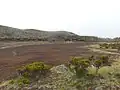 Le lac de cratère asséché du piton dans l'Bout.