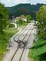 Les voies en gare de Lalinde, direction Le Buisson.
