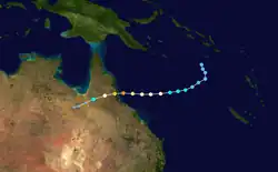 Parcours du cyclone Larry.