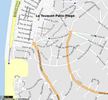 Carte des voies au centre de la commune