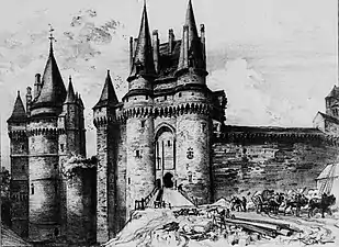 Vitré : le châtelet vu de l'extérieur (vers 1900).