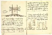 Dessin du pont de la Corne d'Or, Léonard de Vinci.