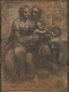 Ébauche de tableau comportant 2 femmes et 2 bébés