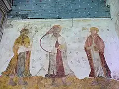 Peinture murale représentant trois apôtres.