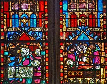 Vitraux du XIVe&nbsp;siècle représentant des épisodes de la vie de saint Jean-Baptiste.