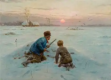 Les Ennemis de la récolte (1894), huile sur toile, 93&nbsp;×&nbsp;127,5&nbsp;cm, localisation inconnue.