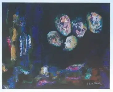 Les Satellites (vers 1987), huile sur toile, 81&nbsp;×&nbsp;100&nbsp;cm, localisation inconnue.