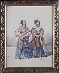 Les sœurs Amadou, aquarelle, Pierre-Cénon Trigo, Musée d'histoire de Nantes