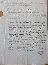 Lettre de Loiseau à ses administrés en tant que membre du comité des Transports (AD 28, L 479)