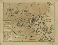 Carte d'époque (XVIIIe&nbsp;siècle) de Boston et sa région.