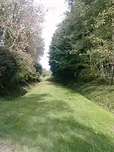 Le tracé de l'ancienne ligne Jules Grévy, à Mont-sous-Vaudrey, en 2013